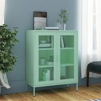 armario de almacenamiento  mueble de almacenamiento acero verde mint 80x35x1015 cm cfw739851
