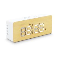 despertador digital bambu con pantalla led regulable sensor temperatura y humedad alimentacion dual