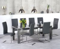 atlanta 200cm dark grey high gloss dining table with malaga chairs