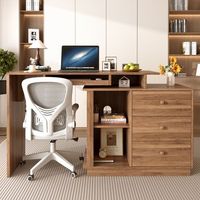 escritorio para ordenador con tablero extensible 110 cm 3 cajones y 2 estantes