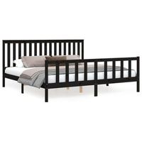 estructura de cama con cabecero madera de pino negro 200x200cm vidaxl