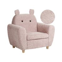 sillon infantil tapizado boucle con reposabrazos para ninos rosa claro maribo