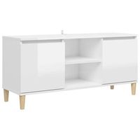 mueble de tv patas madera pino blanco con brillo 1035x35x50 cm vidaxl