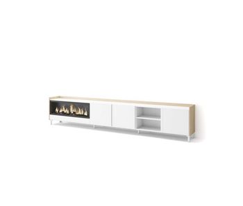 Mueble tv chilches-02 con chimenea eléctrica y almacenaje
