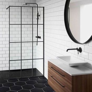Mampara Cristal Fijo 8mm Black Macarella-89.5-90.5cm