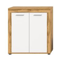 aparador alto 2 puertas blanco y roble wotan l80 cm