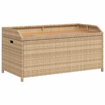 Banco Con Almacenaje | Banco De Almacenamiento Acacia Ratán Pe Beige Mezcla 100x50x52 Cm