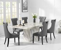 calacatta 180cm marble dining table with freya chairs