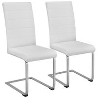 2 sillas de comedor ergonomicas y altas forma de c simil cuero blanco