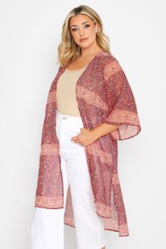 Yours Kimono Floral Anaranjado, Mujer Curvy Y Tallas Grandes, Yours