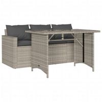 set comedor jardin y cojines 2 uds  mueble jardin mesa y sillas ratan sintetico gris claro