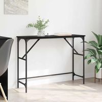 mesa consola - mueble de entrada - madera y acero - roble negro 100x32x75cm