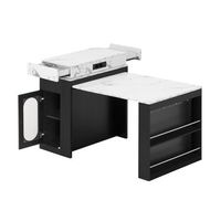 isla de cocina extensible con ruedas tablero abatible enchufes integrados y almacenamiento