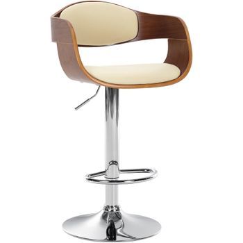 Taburete De Bar Kingston Simil Cuero Nogal/crema 48x50x88 Cm Clp