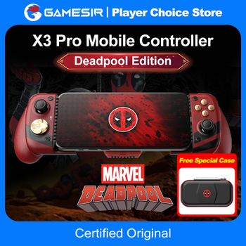 GameSir X3 Pro Edición Deadpool para iPhone 16/15 Series y Teléfonos Android, Control de Juego Móvil con Licencia Marvel y Enfriador Integrado