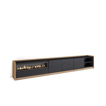 Mueble Tv Faraján-02 Con Chimenea Eléctrica Integrada