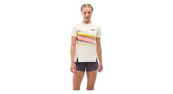 Camiseta de manga corta hoka race day blanca para mujer