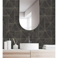 papel pintado vinilico ecologico geometrico efecto madera art deco en relieve - royal lodge 679274 de gaulan - rollo de 10 m x 053 m