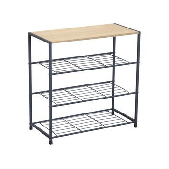 Consola Con Zapatero Mindy - Color Madera Natural Y Negro - Homekit