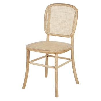 Silla de comedor de fresno FSC y ratán