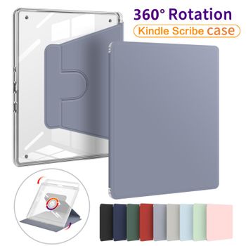 Para Kindle Scribe 2024 Funda 10,2 pulgadas 360 °   Funda para dormir de cuero PU con estuche acrílico desmontable magnético giratorio 2 en 1