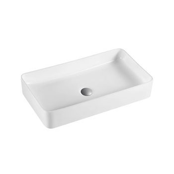 Lavabo Sobre Encimera Cerámico Blanco Brillo| Lavamanos Baño Para Encimera Rectangular | 51cm X 35cm | Blanco Brillo