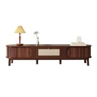 mueble de tv de 170 cm con puertas de madera maciza y cajon de ratan