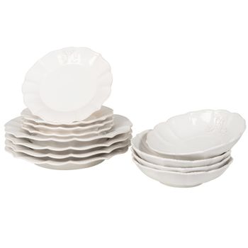 Vajilla de 12 piezas de cerámica blanca