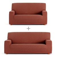pack de funda elastica sofa 3  2 troya naranja