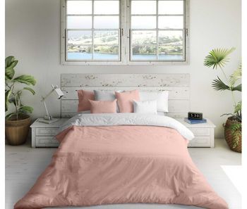 Funda nordica bicolor reversible rosa ftr 8 / blanco cama 90