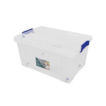 Jardin202 - Cajas De Almacenaje Ordenación De Plástico Transparentes Con Tapa Azul  Con Y Sin Ruedas  Ropa, Libro,  Juguestes  Pack 4 Uds (80l)  Pack 4 Uds (80l)jardin202