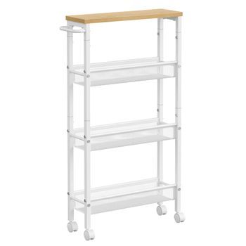 Carro De Almacenaje Estrecho De 4 Niveles Cocina - Roble Beige