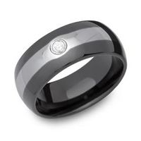 anillo de tungsteno pulido dos tonos circonio cubico