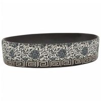 lavabo de encimera ovalado ceramica negro azul 565x365x135cm vidaxl