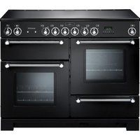 rangemaster kitchener 110 electric ceramic range cooker - black  chrome black