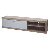 mueble para tv con dos compartimentos de almacenamiento con puertas 43x180x41 cm mdf aspecto roble blanco 040007854