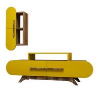 mueble tv con estante rose s amarillo nogal