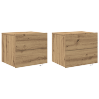pack 2 uds mesitas de noche  mesilla de noche  cabinete de noche de pared con luz led roble artisan cfw97242