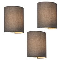 set de 3 lamparas de pared brussel modernas 1x e27 60 w textil de lino 20 x 18 x 13 cm - gris luxpro