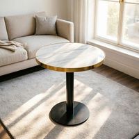 mesa auxiliar redonda - salon - mdf y acero - blanco y dorado 60x60x74cm