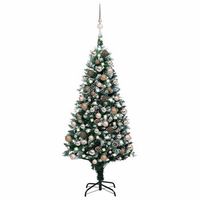 arbol de navidad helado con leds bolas y pinas 150 cm vidaxl