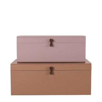 Cajas de metal beige y rosa ( juego de 2 )