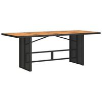 mesa de jardinrmesa para exterioresrmesa de patio superficie madera acacia ratan negro 190x80x75cm