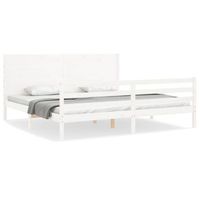 cama matrimonial  cama para adultos  estructura de cama con cabecero madera maciza blanco 200x200 cm