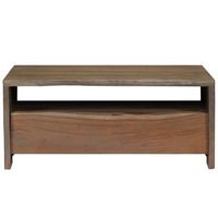 mesa de centro acacia maciza borde irregular 90x50x40cm gris