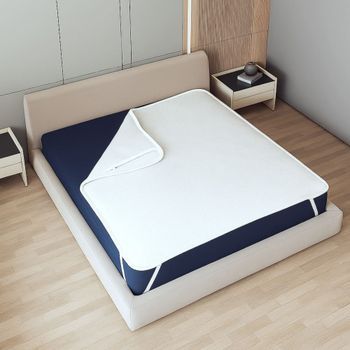 Cubrecolchón Impermeable 160x190 Cm Con Elásticos | Protector De Colchón Transpirable Y Antibacteriano | Tejido Stress Free, Silencioso E Hipoalergénico