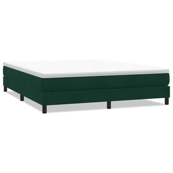 Cama Matrimonial | Cama Para Adultos | Cama Box Spring Sin Colchón Terciopelo Verde Oscuro 180x210 Cm