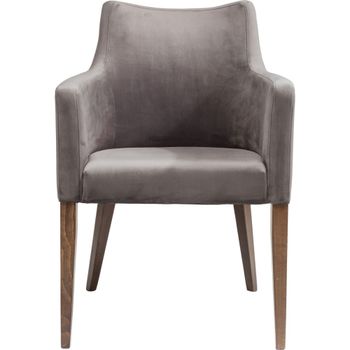 Silla con reposabrazos terciopelo gris