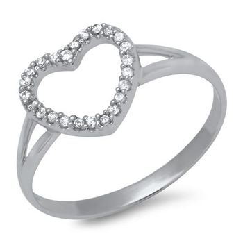 Anillo de plata 925 corazón circonita