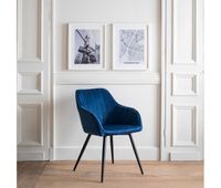 silla de terciopelo azul bertille